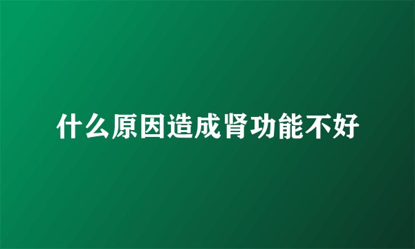 什么原因造成肾功能不好