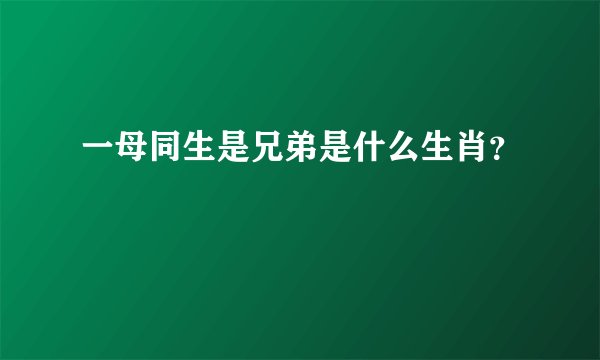 一母同生是兄弟是什么生肖？