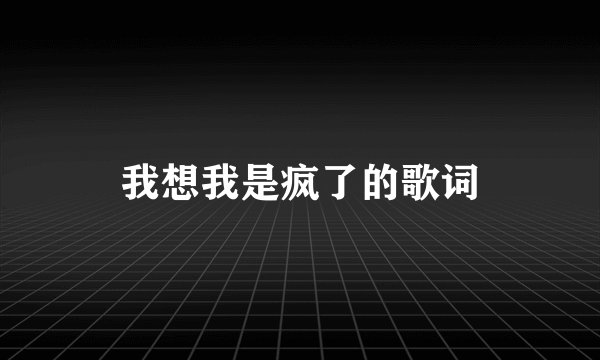 我想我是疯了的歌词