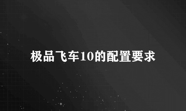 极品飞车10的配置要求