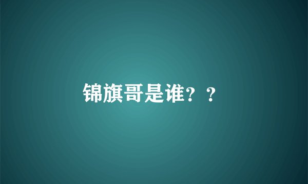 锦旗哥是谁？？