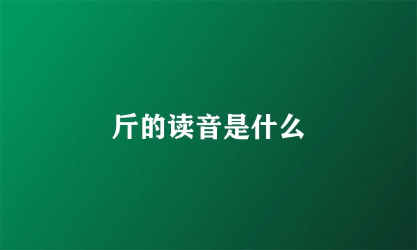 斤的读音是什么