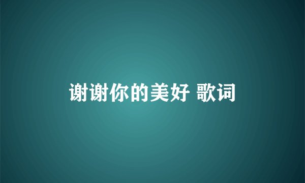 谢谢你的美好 歌词