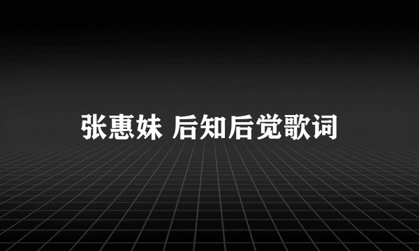 张惠妹 后知后觉歌词