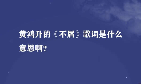 黄鸿升的《不屑》歌词是什么意思啊？