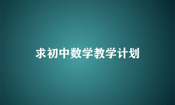求初中数学教学计划