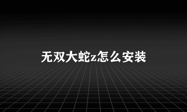 无双大蛇z怎么安装
