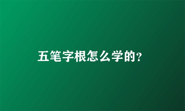 五笔字根怎么学的？