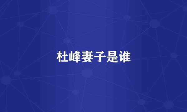 杜峰妻子是谁