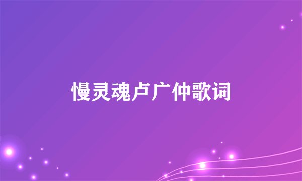 慢灵魂卢广仲歌词
