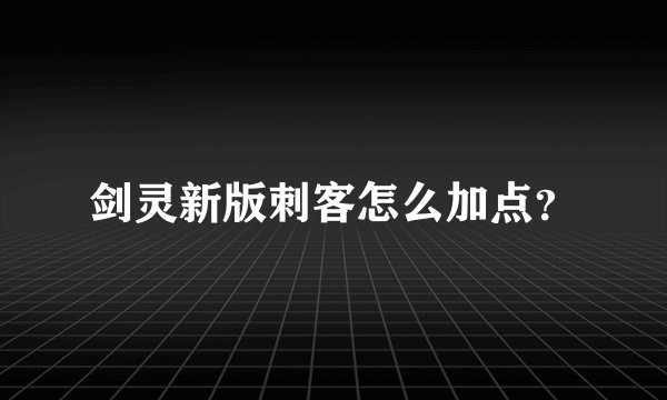 剑灵新版刺客怎么加点？