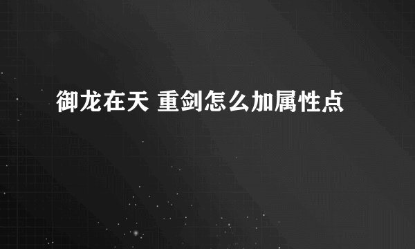 御龙在天 重剑怎么加属性点