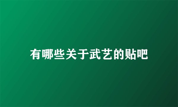 有哪些关于武艺的贴吧