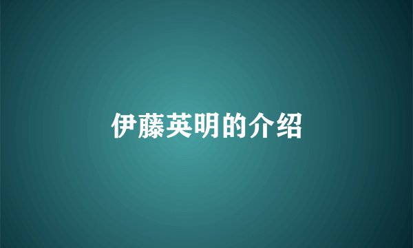 伊藤英明的介绍