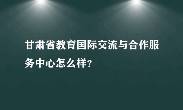 甘肃省教育国际交流与合作服务中心怎么样？