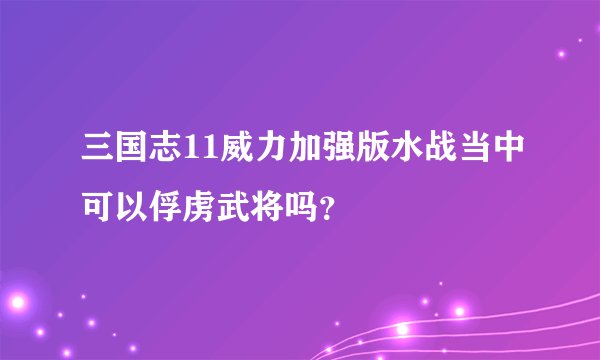 三国志11威力加强版水战当中可以俘虏武将吗？