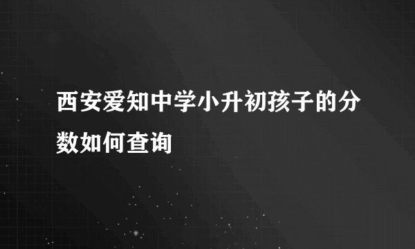 西安爱知中学小升初孩子的分数如何查询
