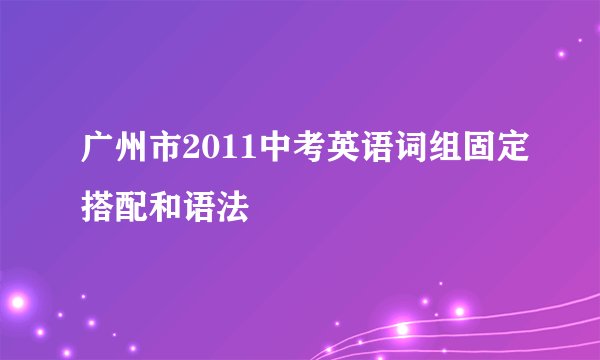 广州市2011中考英语词组固定搭配和语法