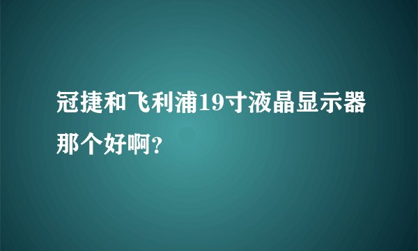 冠捷和飞利浦19寸液晶显示器那个好啊？