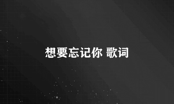 想要忘记你 歌词