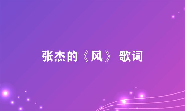 张杰的《风》 歌词