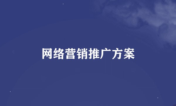 网络营销推广方案