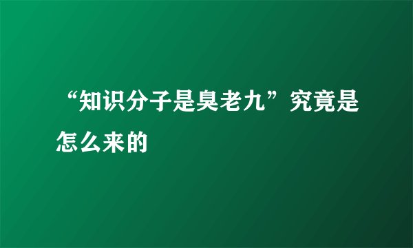 “知识分子是臭老九”究竟是怎么来的