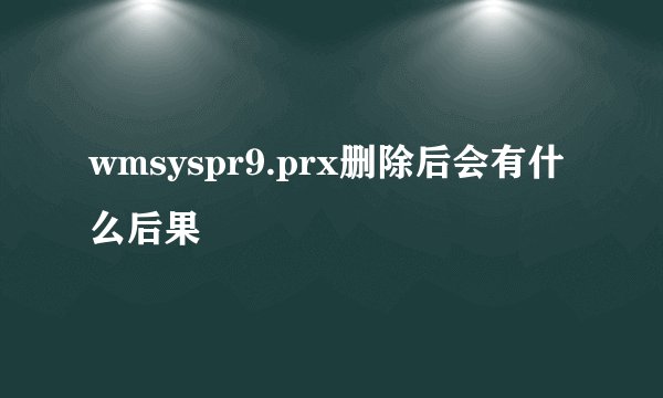 wmsyspr9.prx删除后会有什么后果