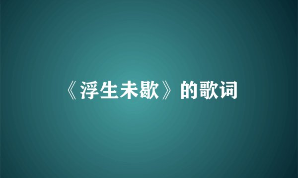 《浮生未歇》的歌词