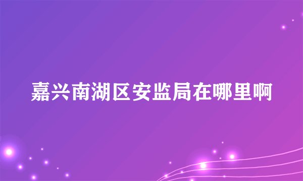 嘉兴南湖区安监局在哪里啊