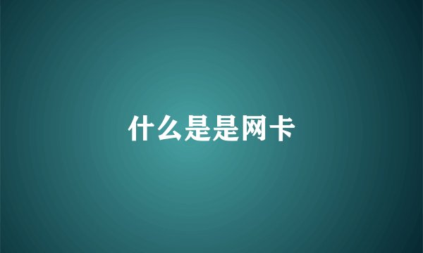 什么是是网卡