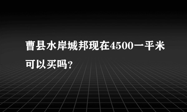 曹县水岸城邦现在4500一平米可以买吗？