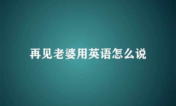 再见老婆用英语怎么说