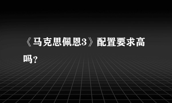 《马克思佩恩3》配置要求高吗？