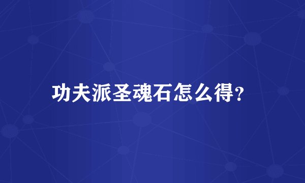 功夫派圣魂石怎么得？