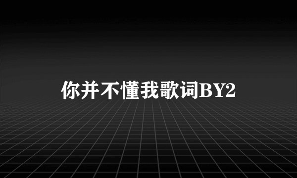 你并不懂我歌词BY2