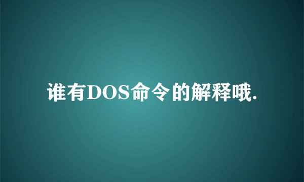谁有DOS命令的解释哦.