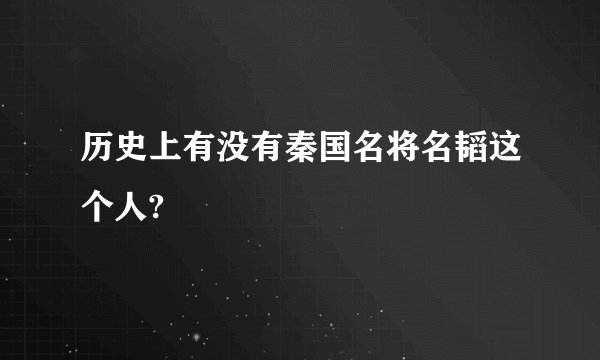 历史上有没有秦国名将名韬这个人?