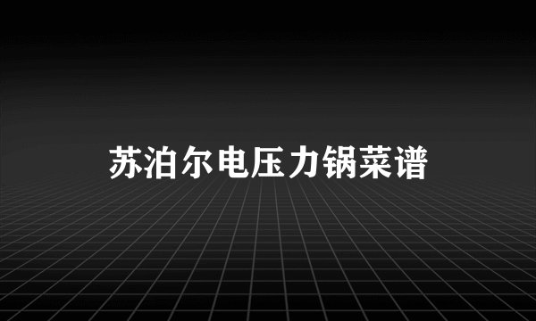 苏泊尔电压力锅菜谱