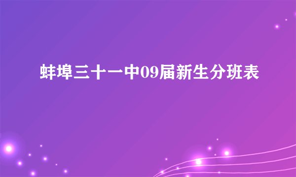 蚌埠三十一中09届新生分班表
