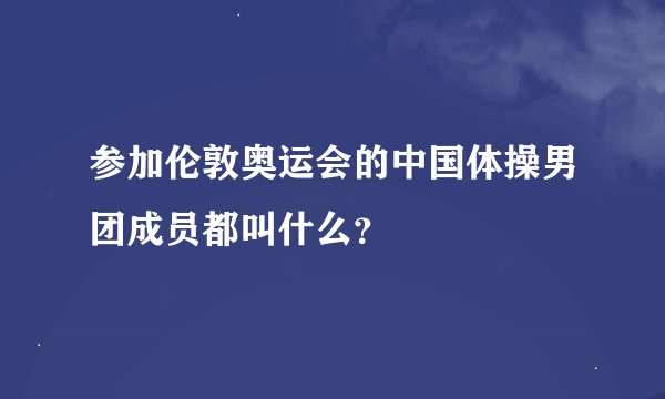 参加伦敦奥运会的中国体操男团成员都叫什么？