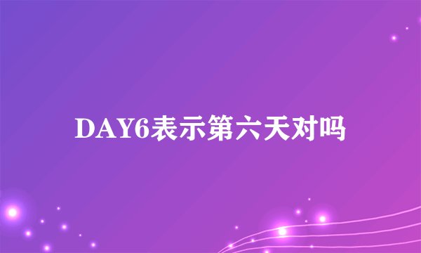 DAY6表示第六天对吗