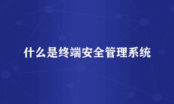 什么是终端安全管理系统