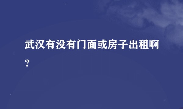 武汉有没有门面或房子出租啊？