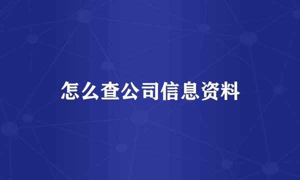 怎么查公司信息资料