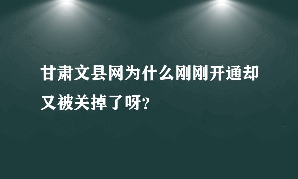 甘肃文县网为什么刚刚开通却又被关掉了呀？