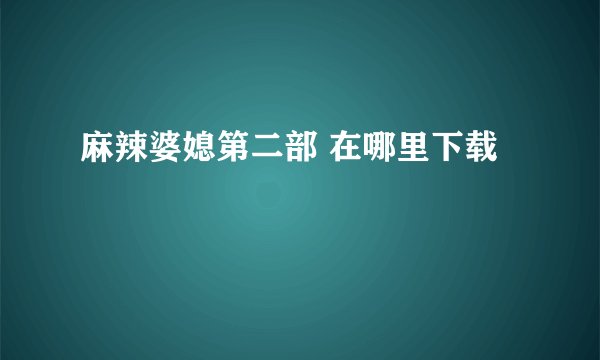 麻辣婆媳第二部 在哪里下载