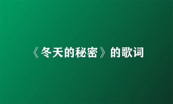 《冬天的秘密》的歌词