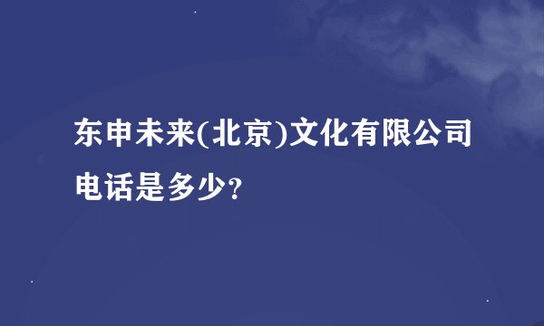 东申未来(北京)文化有限公司电话是多少？
