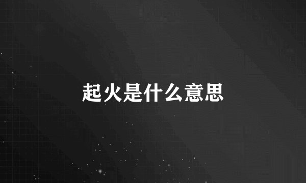 起火是什么意思